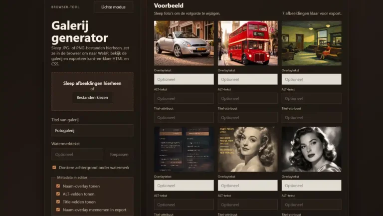 Web based gallery generator interface
